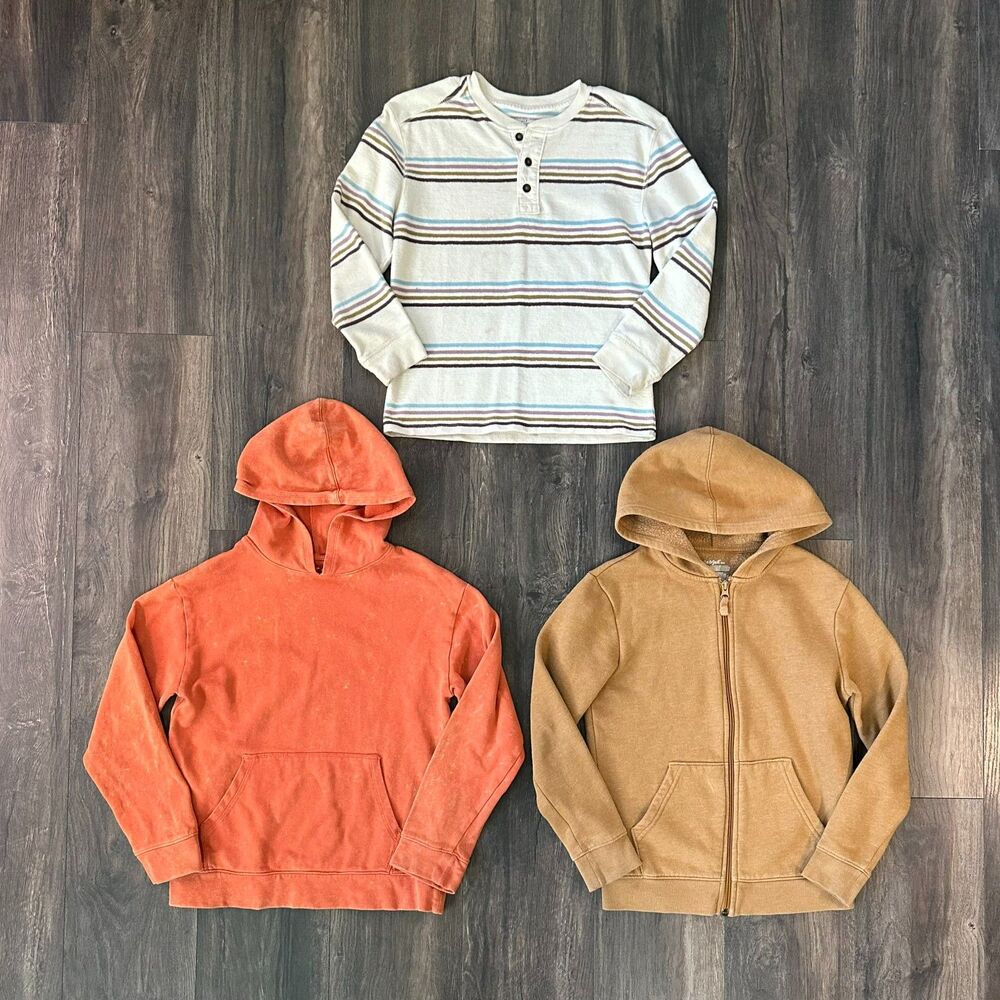 Sz 8 Bundle 3 Pc Cat & Jack Size Boys Sweaters Long Sleeve Hoodie Zip Up Winter